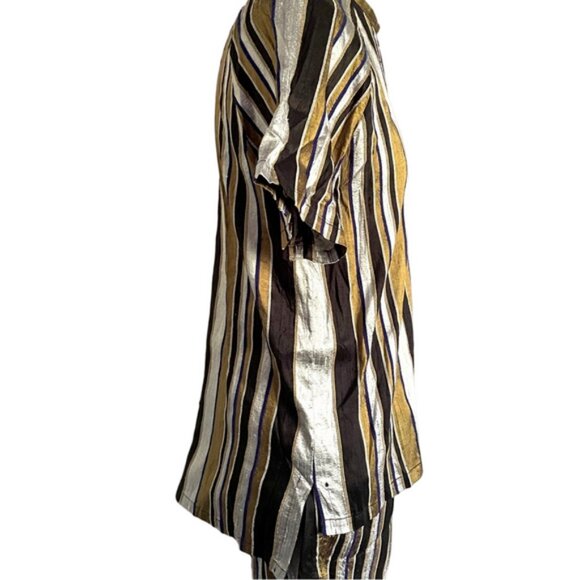 Nikki Chasin Striped Short Sleeve Silk Pant Suit - Small - Picture 5 of 16